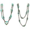 (2Pc) Tahitian Pearl & Turquoise Necklaces
