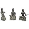 (3 Pc) Buddhist Bronze Guanyin Goddess Buddha Statues