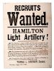 Civil War Recruitment Broadside, Hamilton Light Artillery, Flushing, New York 