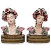 (2 Pc) Hand Painted Porcelain Lady Busts