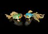 A Pair Of Chinese Enameled Gilt Silver Goldfishes