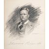 Theodore Roosevelt Signed Portrait in Graphite by Jean Parke, From the Leo Miller Collection 