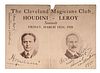 Harry Houdini, Beatrice Houdini, and Servais LeRoy, Signed Cleveland Magician's Club Card 
