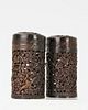 A Pair of Chinese Antique Details Carving Tortoiseshell  Bottle with Cover