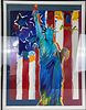 Lady Liberty and Flag Print of Rapture Peter Max with Frame