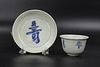 Chinese Blue and White porcelain Cup and Dish