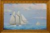 William Lowe Oil on Canvas "Sailing off Nantucket Harbor"