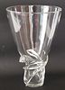 Vintage Signed Steuben Clear Crystal Art Glass Vase