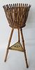B & R Works Vintage Bamboo and Rattan Two Tier Plant Stand, Hoboken, N.J.