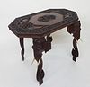 Vintage Teak and Rosewood Carved Anglo Indian Side Table