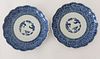 Pair of Antique Chinese Export Blue & White Porcelain Scalloped Edge Plates, 19th Century