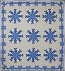 Blue and White Calico "Snow Flake" Pattern Applique Quilt
