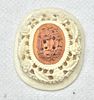 CHINESE IVORY AND NUTS CRAVED PANDENT ,4,5CM X 3.7CM 