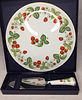 BOXED ROYAL WORCESTER 1994 STRAWBERRY CAKE PLATE 28.5CM AND CAKE SLICE