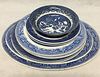 TEN ENGLISH BLUE AND WHITE CHINA PLATE 