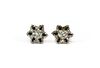 A pair of 9ct gold diamond and sapphire cluster earrings,