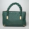Saks Fifth Avenue green leather handbag