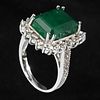 6.94 Carat emerald 18k white gold & diamond ring