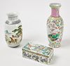 Chinese Porcelain Box & Two Vases