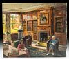 Signed William Draper Painting - Living Room, 1938