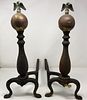 Antique collectable Andirons With Eagle Figurine