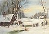 Winter remote scenery oil painting on canvas