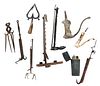 Nine Assorted Iron Objects and Drafting Kit
