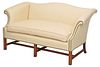 Chippendale Style Upholstered Camelback Settee