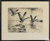 Frank Benson, signed print of Canada geese taking flight, signed lower right, 11 1/4'' x 16''.