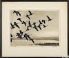 Richard E. Bishop (American 1887-1975), signed etching, titled Dawn at Currituck