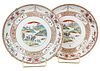 Two Chinese Export Porcelain Plates with Seascape