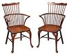 Pair of Early British Comb Back Windsor Armchairs