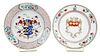 Two Chinese Export Famille Rose Armorial Plates