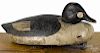 Attributed to Billy Ellis, Canadian carved and painted goldeneye duck decoy, early 20th c.