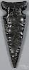 Native American obsidian notched knife, Lake County, California, 6 1/4'' l.
