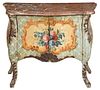Venetian Baroque Paint Decorated Marble Top Commode