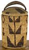 Large Native American Indian basketry lidded storage jar, early 20th c., likely Papago