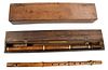 Two Early Carved Wood Flutes, Wood Case and Box