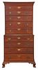 Signed New England Chippendale Cherry Chest on Chest