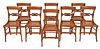 Rare Set Eight Classical Tiger Maple Dining Chairs