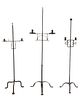 Group Three Wrought Iron Adjustable Candlestands