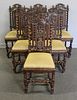 Set of 6 Victorian Carved Oak Dining Chairs.