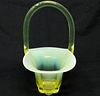 Antique FENTON Uranium/Vaseline Glass Basket 8" High