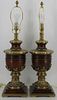 A Fine Quality Pair Of Brass Urn Form Lamps.