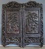 Large Highly Carved Asian Folding Screen.