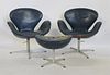 Midcentury Arne Jacobsen Swan Chairs & Ottoman