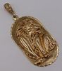 JEWELRY. Signed 14kt Gold Lion Dog Tag Pendant.