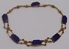 JEWELRY. Russian 14kt Gold and Lapis Necklace.