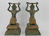 Pair of Patinated and Gilt Decorated Bronze South