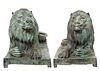 Large Patinated Bronze Statues Of Lions, Pair